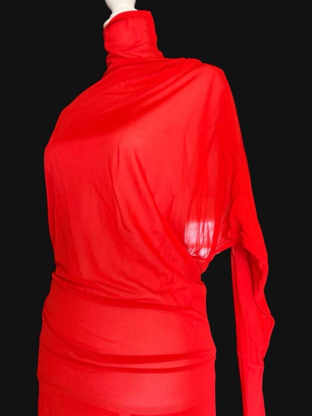 Proenza Schouler Red Sheer Turtleneck Maxi Dress - Picture 4 of 7